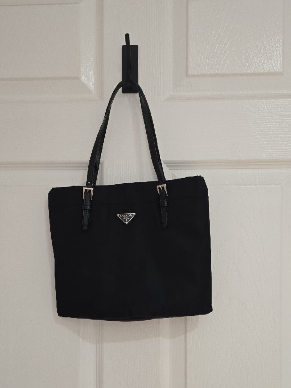 Prada Black Nylon Tote with Patent Leather Straps Authentic - Picture 2 of 7